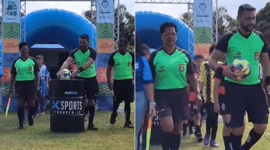 Vídeo mostra últimos momentos de árbitra no gramado antes de sofrer mal súbito e morrer no litoral de SP; VEJA