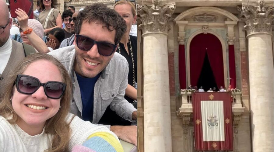 Casal de brasileiros fica 'em choque' ao descobrir morte de papa menos de 24h após ver última aparição dele; VÍDEO