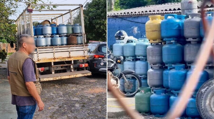 Depósito clandestino de gás em frente a escola municipal infantil é interditado no litoral de SP