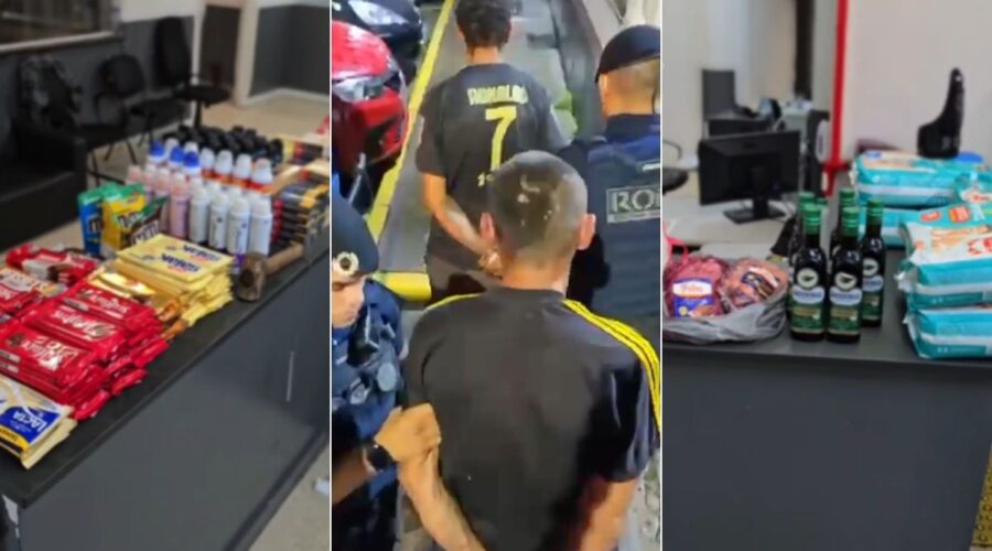 Dupla é presa após arrombar supermercado e furtar carne, chocolate e produtos de higiene no litoral de SP; VÍDEO