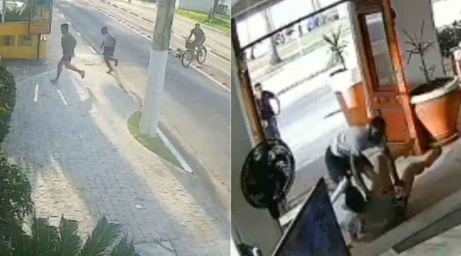 Ladrões tentam roubar correntinha de homem na orla da praia, que foge e é atacado dentro de hotel no litoral de SP; VÍDEO