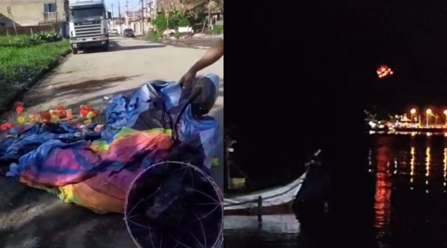 Queda de balões em Guarujá e Bertioga assusta moradores do litoral de São Paulo