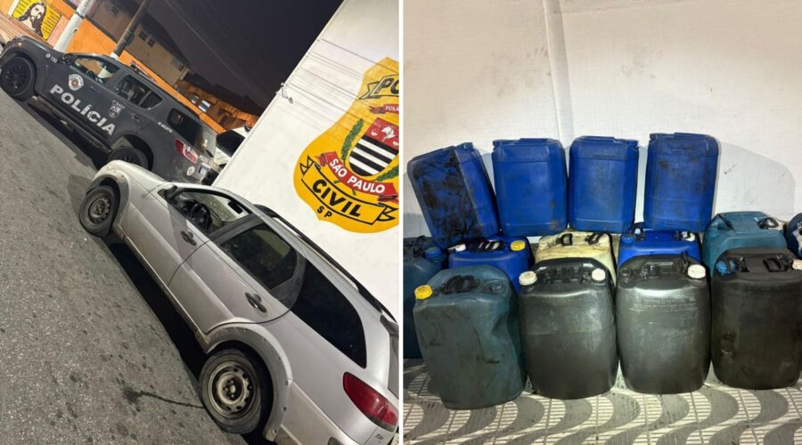 Dupla é presa após furtar 600 litros de óleo diesel de um trem no litoral de SP