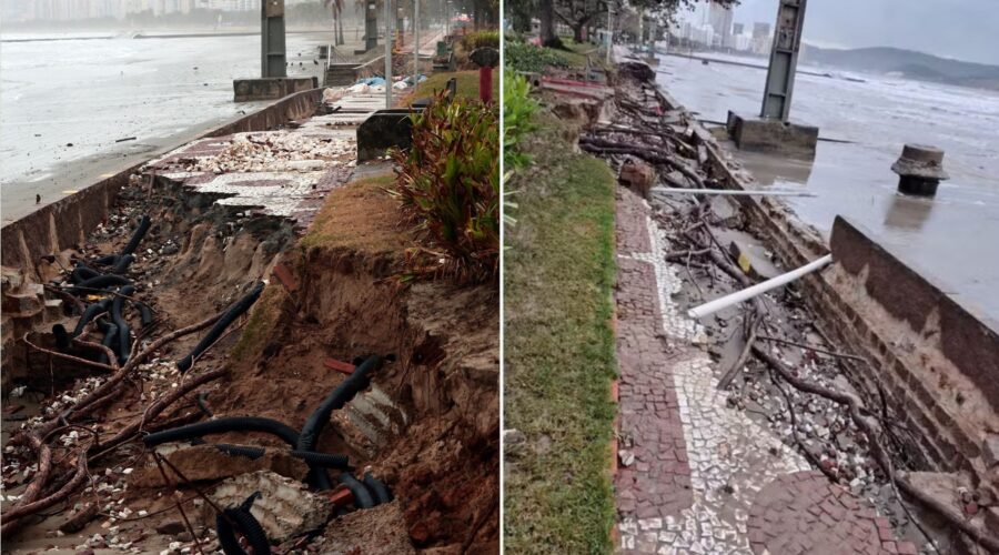 Santos anuncia obra emergencial de R$ 2,6 milhões para recuperar calçadão destruído por ressaca