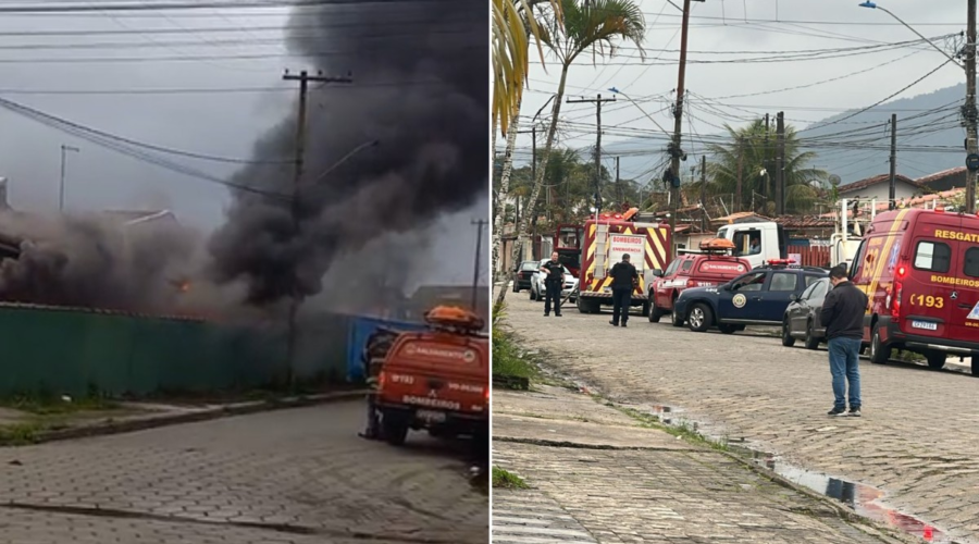 Incêndio destrói casa e mata cinco animais de estimação no litoral de SP; VÍDEO