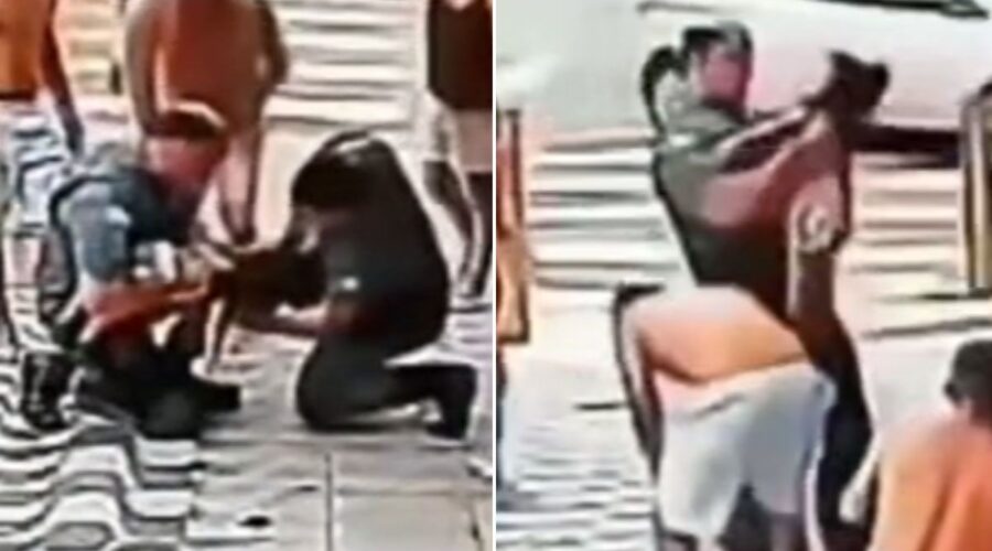 Bebê de um ano engasgada após convulsão é salva por PMs no meio da rua no litoral de SP; VÍDEO