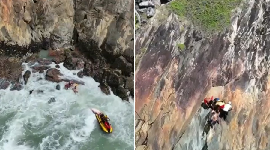 Menina de 10 anos arrastada por correnteza é resgatada por guarda-vidas em meio às pedras; VÍDEO