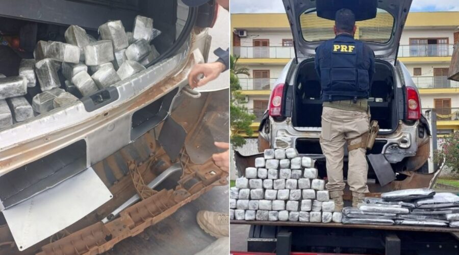 Dupla é presa com 57 kg de drogas escondidas em carro guinchado no interior de SP