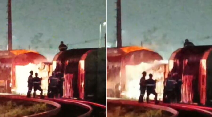 Terceiro ataque em 4 dias: criminosos incendeiam vagão de trem na Baixada Santista