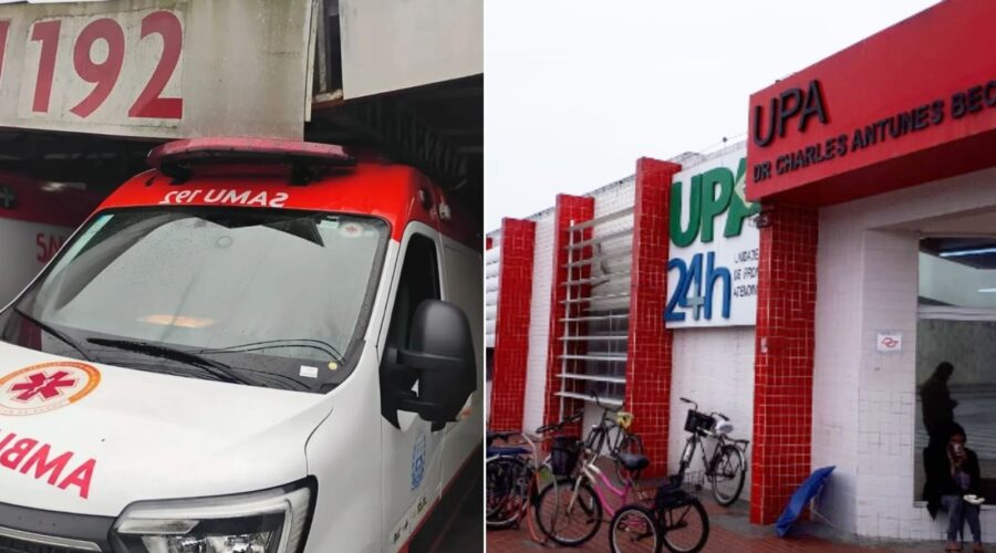 Teto de base do Samu desaba sobre ambulância em Praia Grande