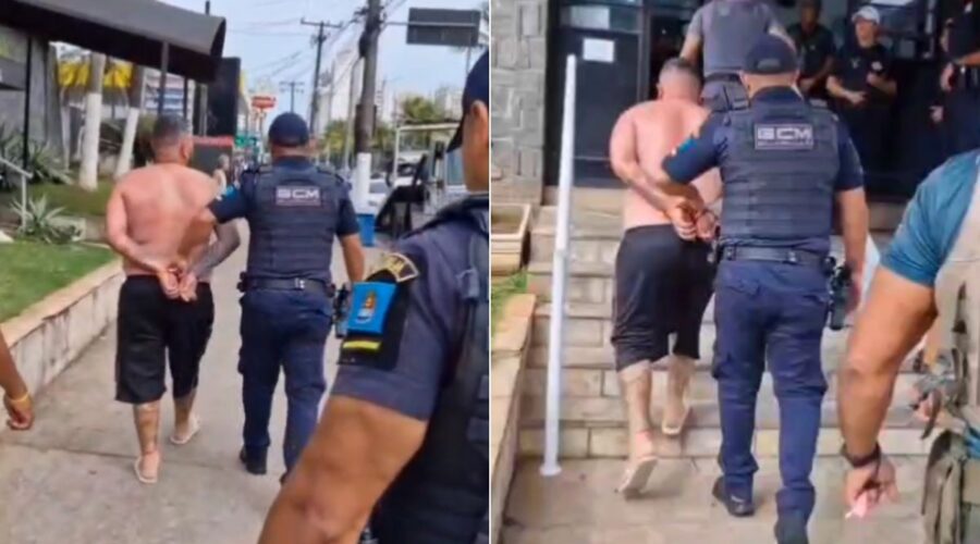 Turista é preso após agredir a namorada durante crise de ciúme em praia do litoral de SP; VÍDEO