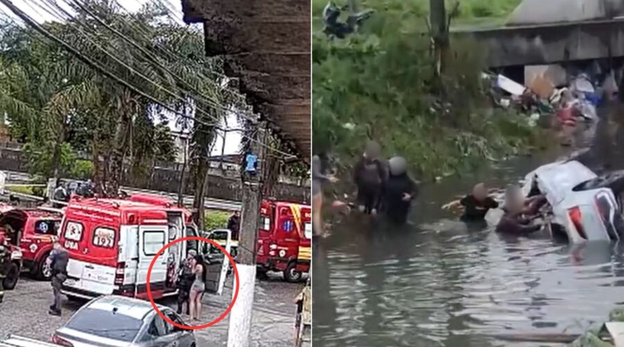 Câmera registra resgate e estrondo após empresário cair com carro em canal e matar três mulheres; VEJA