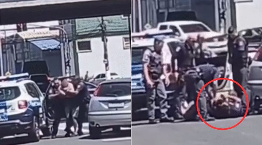 Homem acelera carro contra guarda municipal e é imobilizado no litoral de SP; VÍDEO