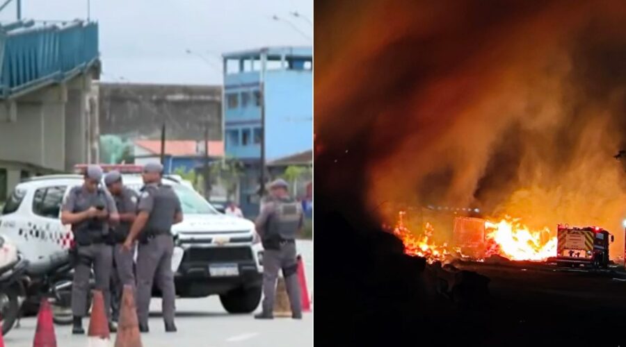 Operação da PM busca por suspeitos de atear fogo em trens no litoral de SP; VÍDEO