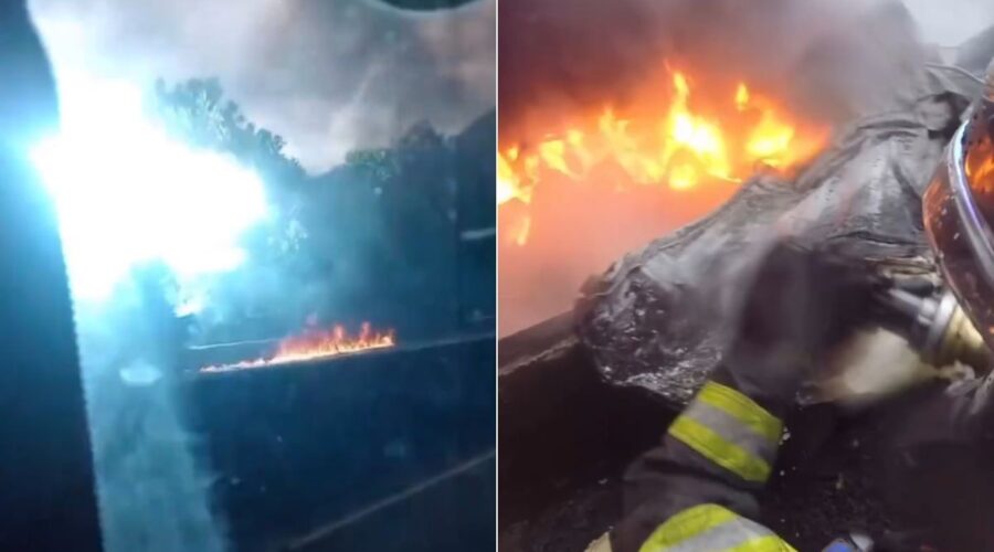 Câmera de bombeiro mostra detalhes de combate a incêndio após acidente que causou duas mortes na Anchieta; VÍDEO
