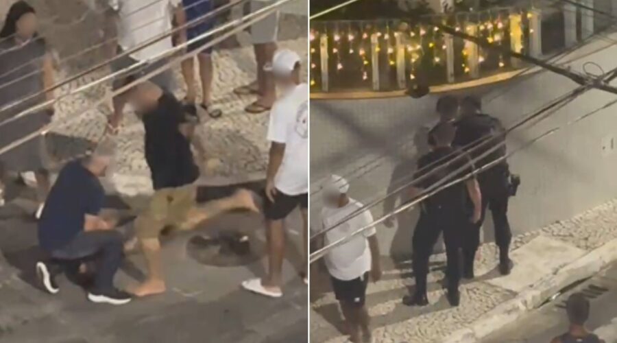 Adolescente de 16 anos leva chute na cabeça após tentar roubar correntinha no litoral de SP; VÍDEO