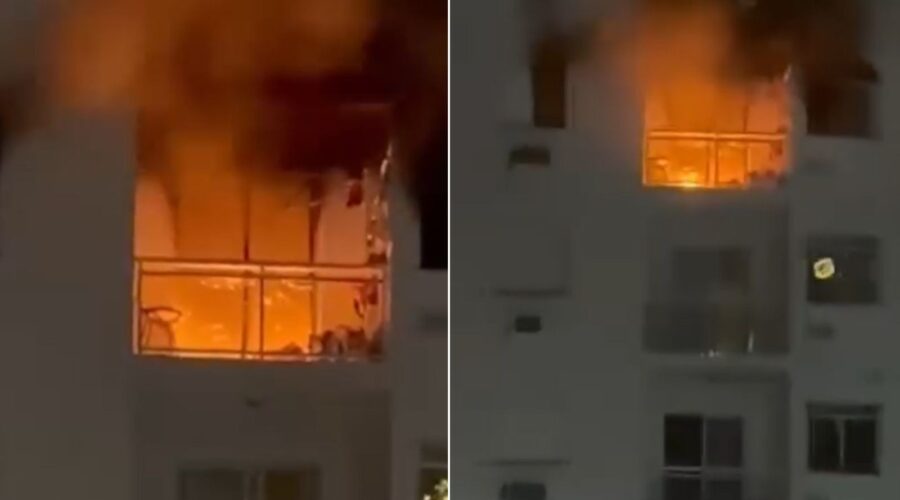 Incêndio destrói apartamento em Praia Grande e imóvel é interditado; VÍDEO