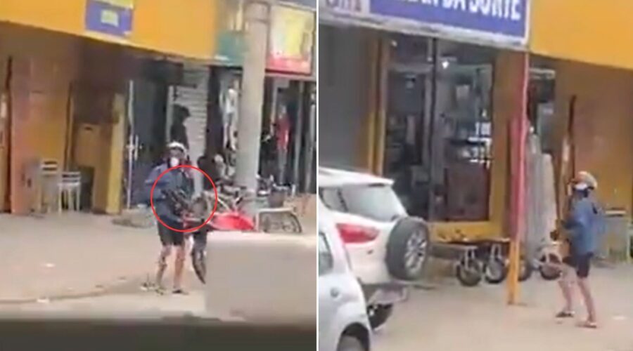 Quadrilha invade lotérica, dispara contra vidro blindado e ameaça com explosivos no litoral de SP; VÍDEO