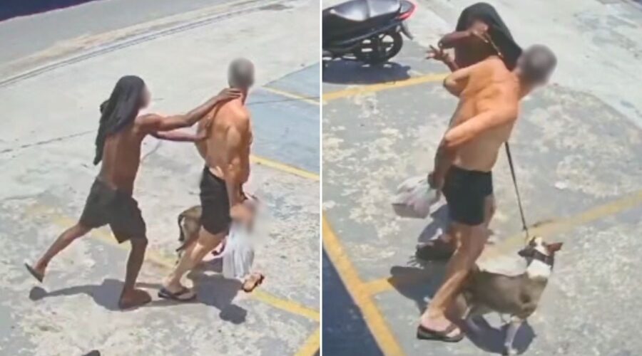 Homem é assaltado em menos de três segundos durante passeio com cachorro no litoral de SP; VÍDEO