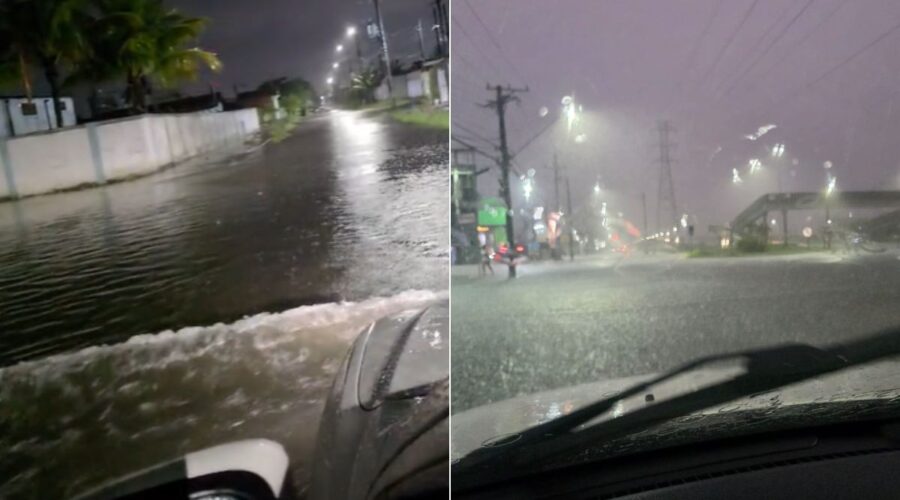 Terceira onda de fortes chuvas volta a causar transtornos em Mongaguá, SP; VÍDEO
