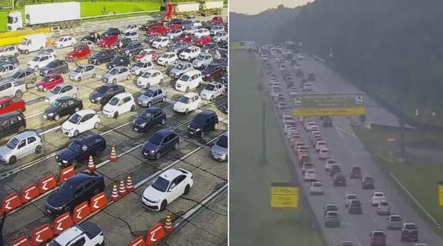 Motoristas encaram lentidão nas estradas para chegar ao litoral de SP