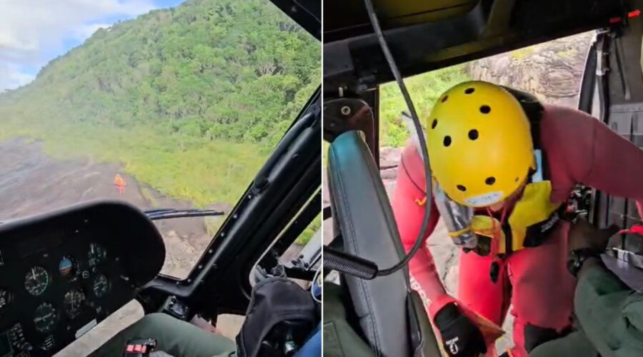 Bote vira durante buscas e bombeiros ficam ilhados por 10 horas no litoral de SP; veja o resgate