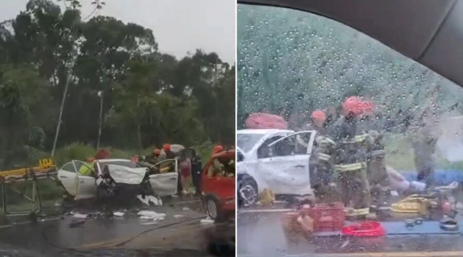 Acidente entre carros deixa seis feridos na rodovia Rio-Santos