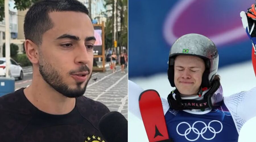 Primo de Lucas Pinheiro, ouro olímpico de inverno, celebra conquista no calor da praia do litoral de SP