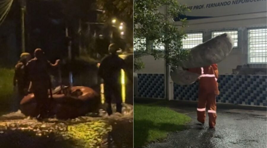 Chuvas deixam 100 desabrigados e aulas são suspensas no litoral de SP; abrigo é montado