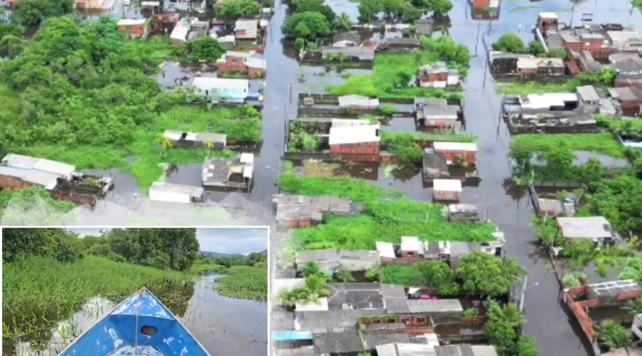 Peruíbe completa três dias debaixo d'água com quase 500 pessoas afetadas pelas chuvas; VÍDEO
