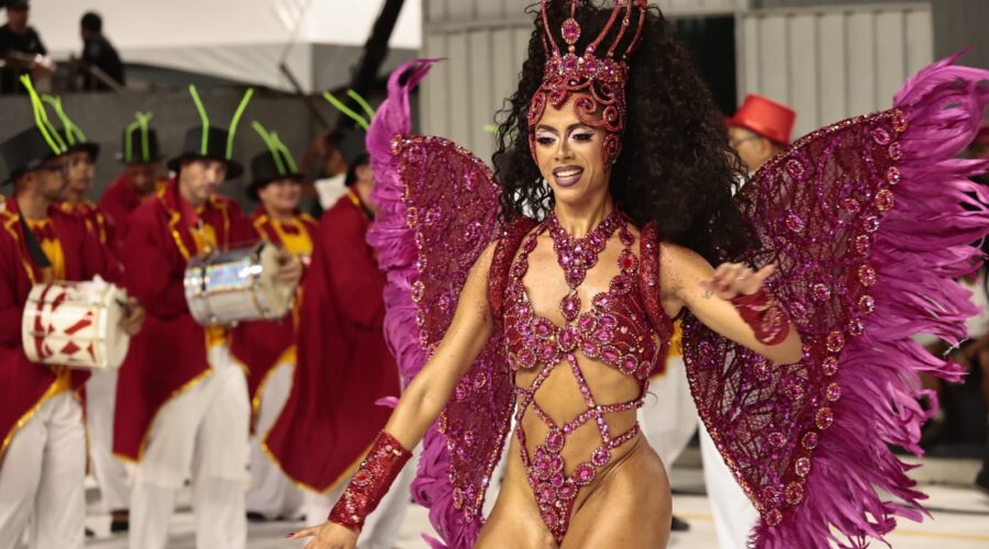 FOTOS: Veja como foi o 1º dia de desfiles das escolas de samba em Santos, SP