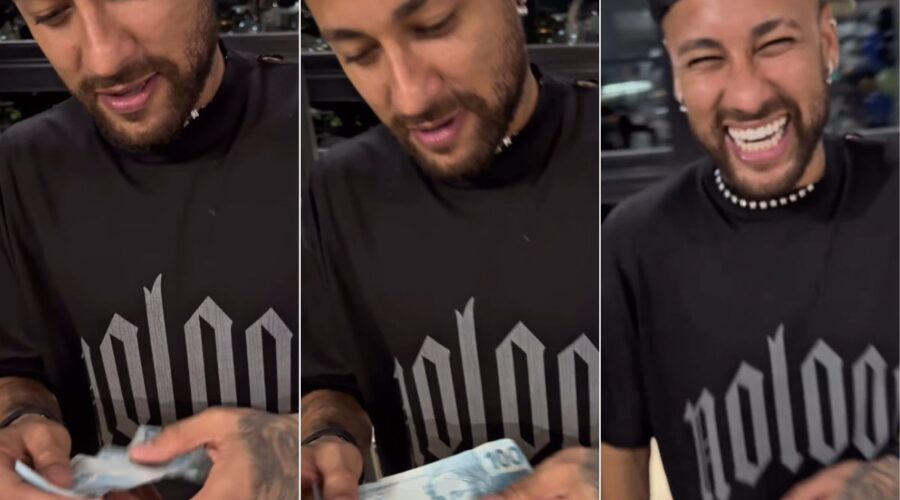Neymar ganha R$ 100 de aniversário para “comprar o que quiser” e vídeo viraliza na internet; VEJA