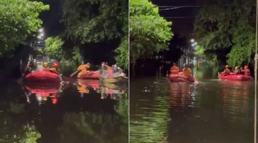 Sobe para 420 o número de afetados pelas chuvas em Peruíbe; moradores são resgatados de bote