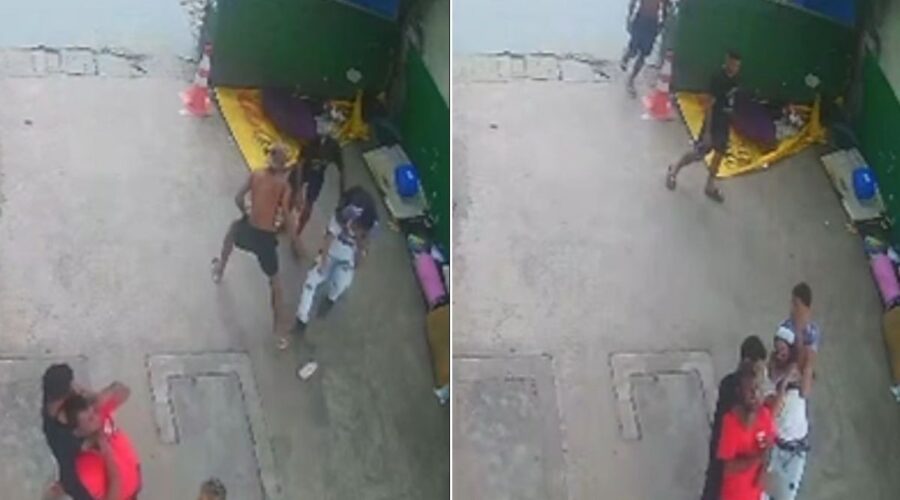 Vídeo flagra grupo rendendo vítimas com ‘mata-leão’ em assalto na saída da Catraia, em Santos