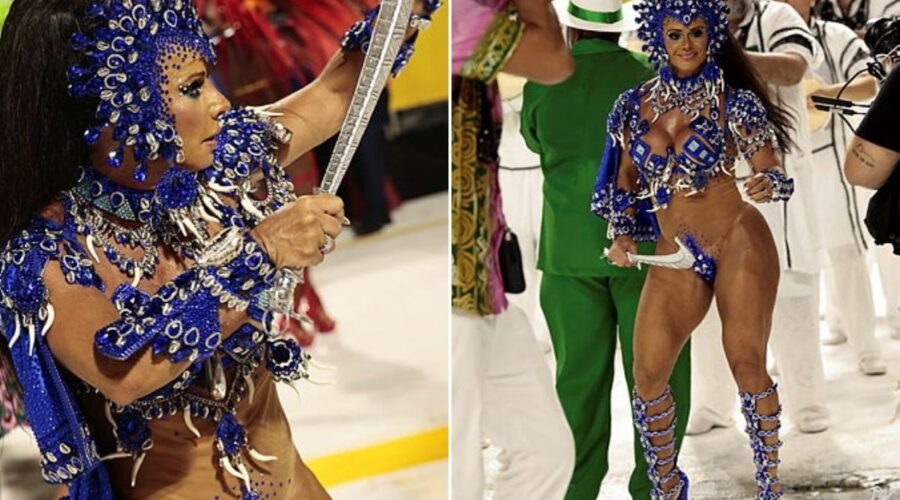 Viviane Araújo é campeã no Carnaval de Santos como rainha de bateria da União Imperial; VÍDEO