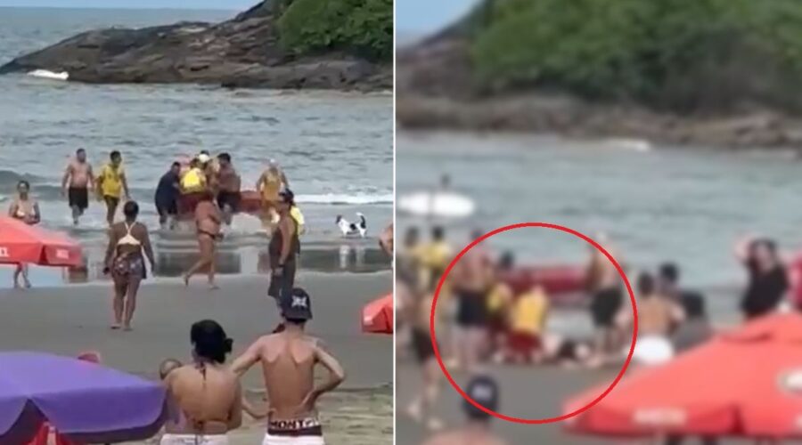 Pai morre após se afogar e filho é resgatado no litoral de SP; VÍDEO