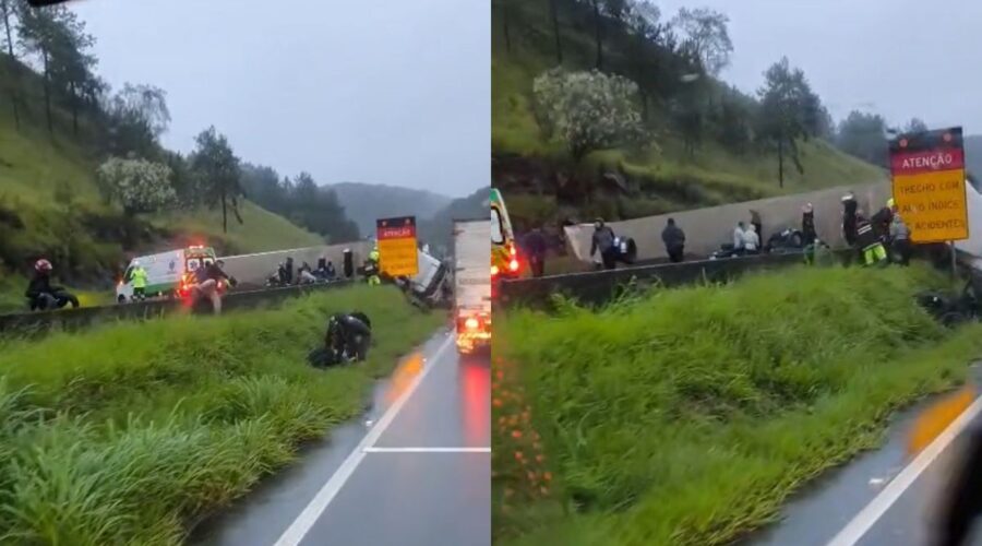Caminhão tomba em SP e grupo é flagrado saqueando carga na rodovia; VÍDEO
