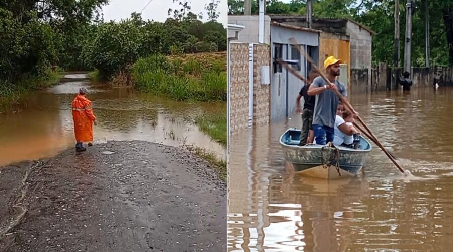 Temporal inunda casas, derruba ponte e deixa desabrigados em cidades do Vale do Ribeira