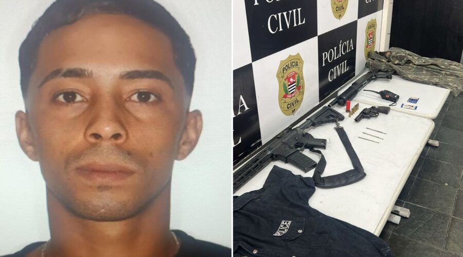 Polícia apreende revólver e réplicas de fuzil e escopeta na casa de suspeito de assaltar policial no litoral de SP