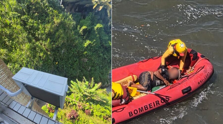 Busca por garrafa com bebida fez homem ser alvo de abelhas e se jogar de precipício; veja imagens do resgate