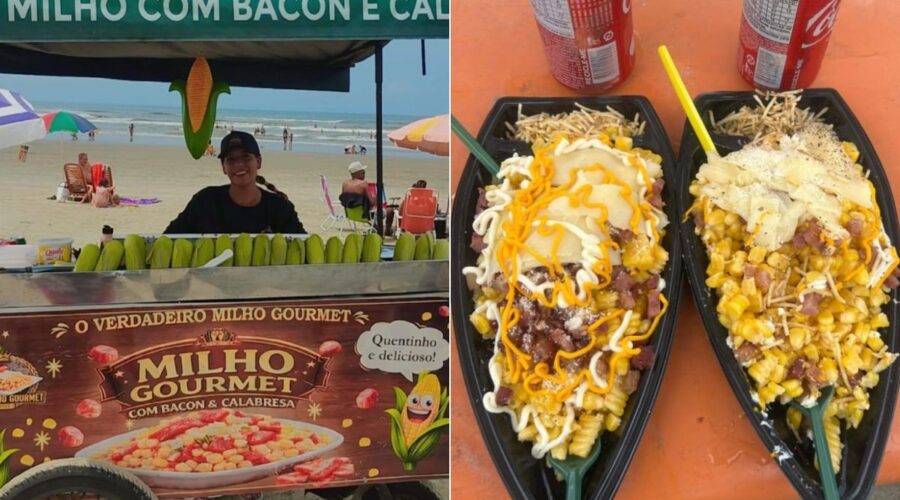 Ambulante viraliza com 'milho gourmet' em praia do litoral de SP; conheça