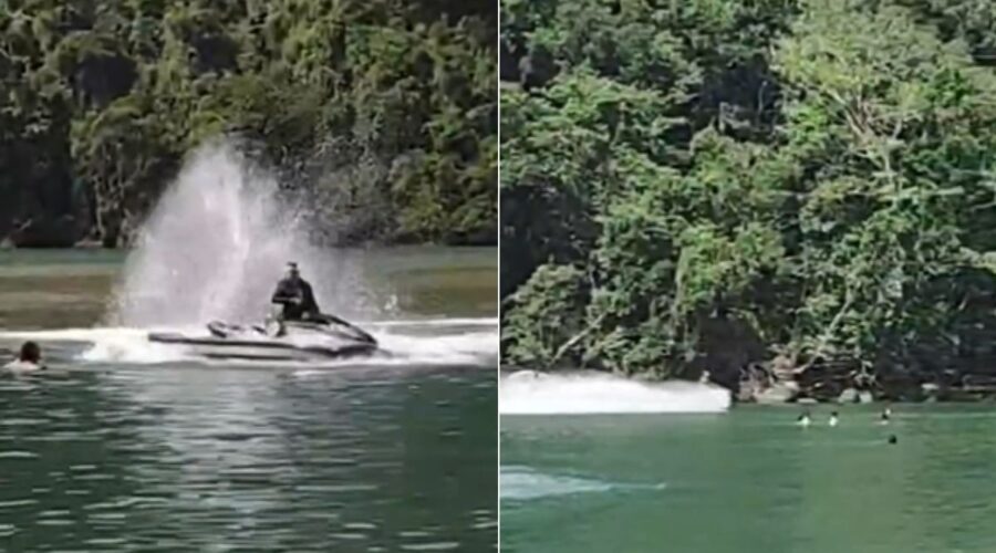 Homem que derrubou namorada de moto aquática é turista e pode ser multado pela Marinha; entenda