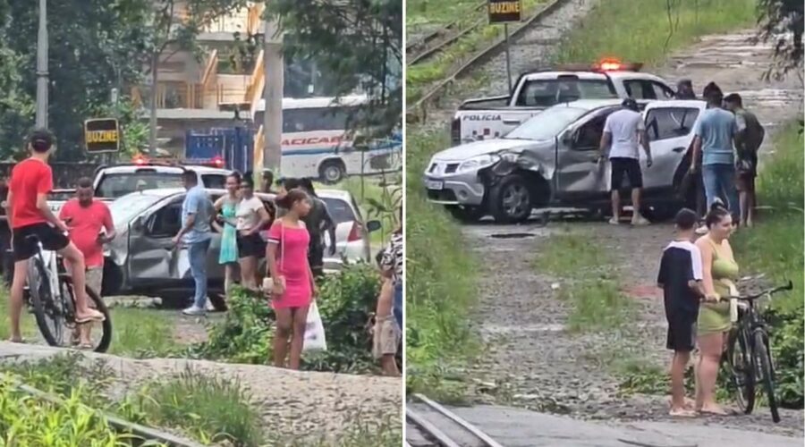 Carro é atingido por trem ao atravessar linha férrea em SP e motorista fica ferido