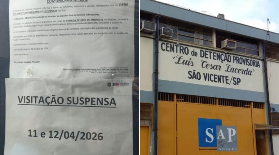 Preso morre com meningite bacteriana e visitas são suspensas no CDP de São Vicente, diz SAP