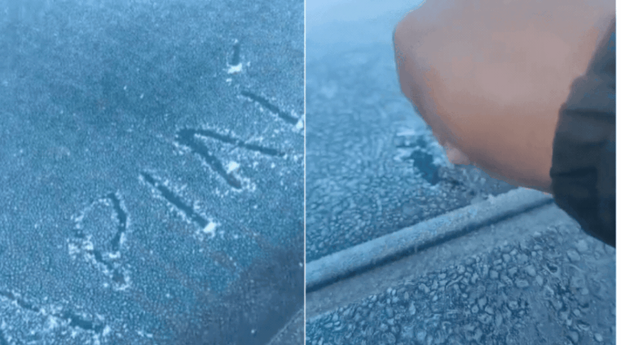 Geada 'congela' carro na segunda cidade mais fria de SP; veja