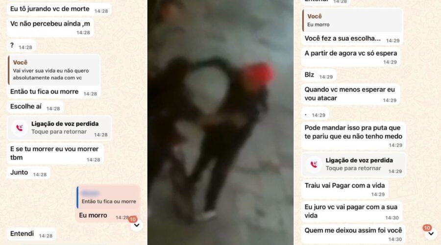 Prints mostram ameaças de homem que socou ex em frente ao trabalho: 'Fica ou morre'