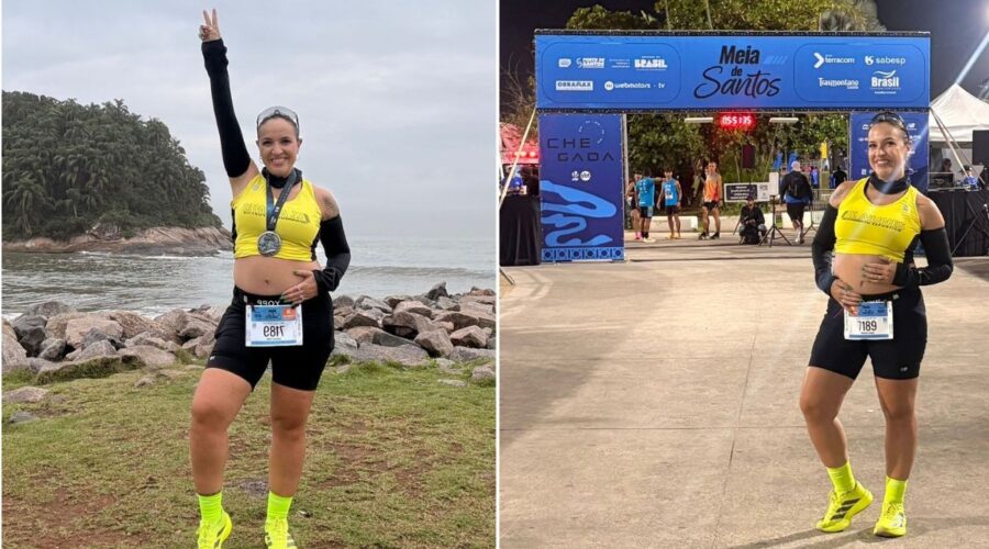 Grávida de 26 semanas participa de meia maratona no litoral de SP: 'Sensação de ser uma supermulher'