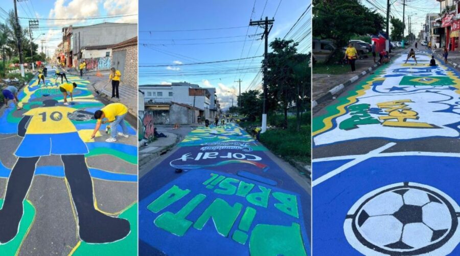 Barbeiro de Neymar e de famosos mobiliza comunidade para decorar rua antes de jogo do Brasil; VEJA