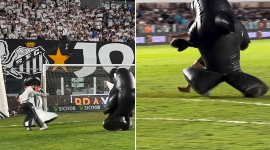 Vaga na Copa? Baleinha e Baleião 'fecham o gol' contra sócios do Santos FC e viralizam nas redes