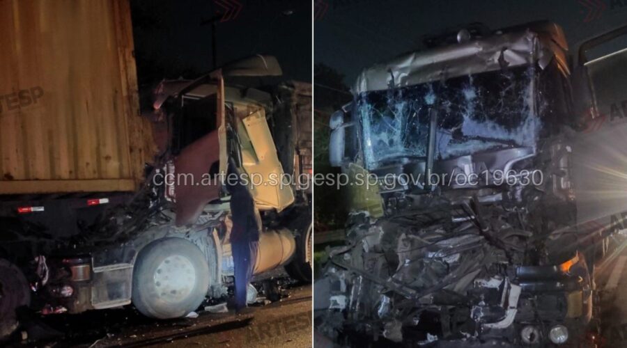 Engavetamento com quatro carretas deixa caminhoneiro em estado grave em rodovia de SP